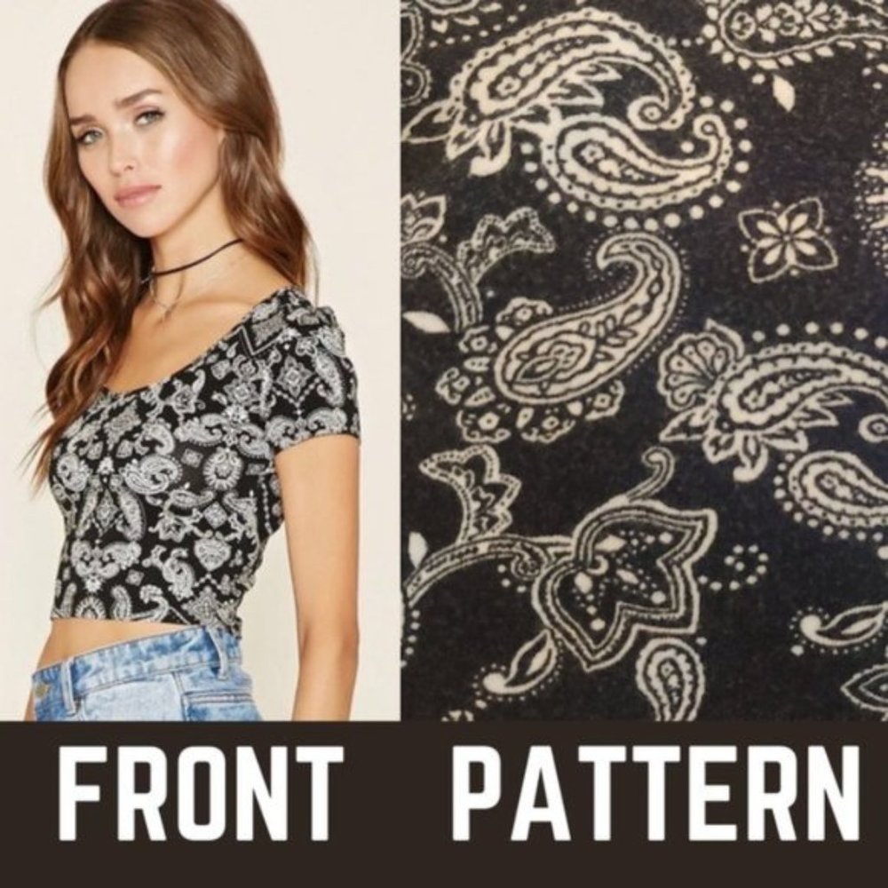 Forever 21 Black Bandana Print Crop Top